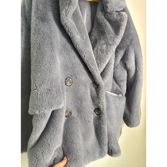 Free People Solid Kate Faux Fur Coat in the Sky in Gray/Blue, Size Large - Picture 5 of 8